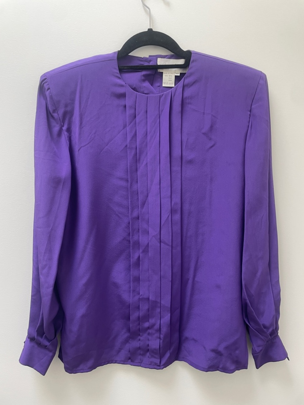 Mila Schon Vintage 100% Silk Pleated Blouse EU 44/US 12-14